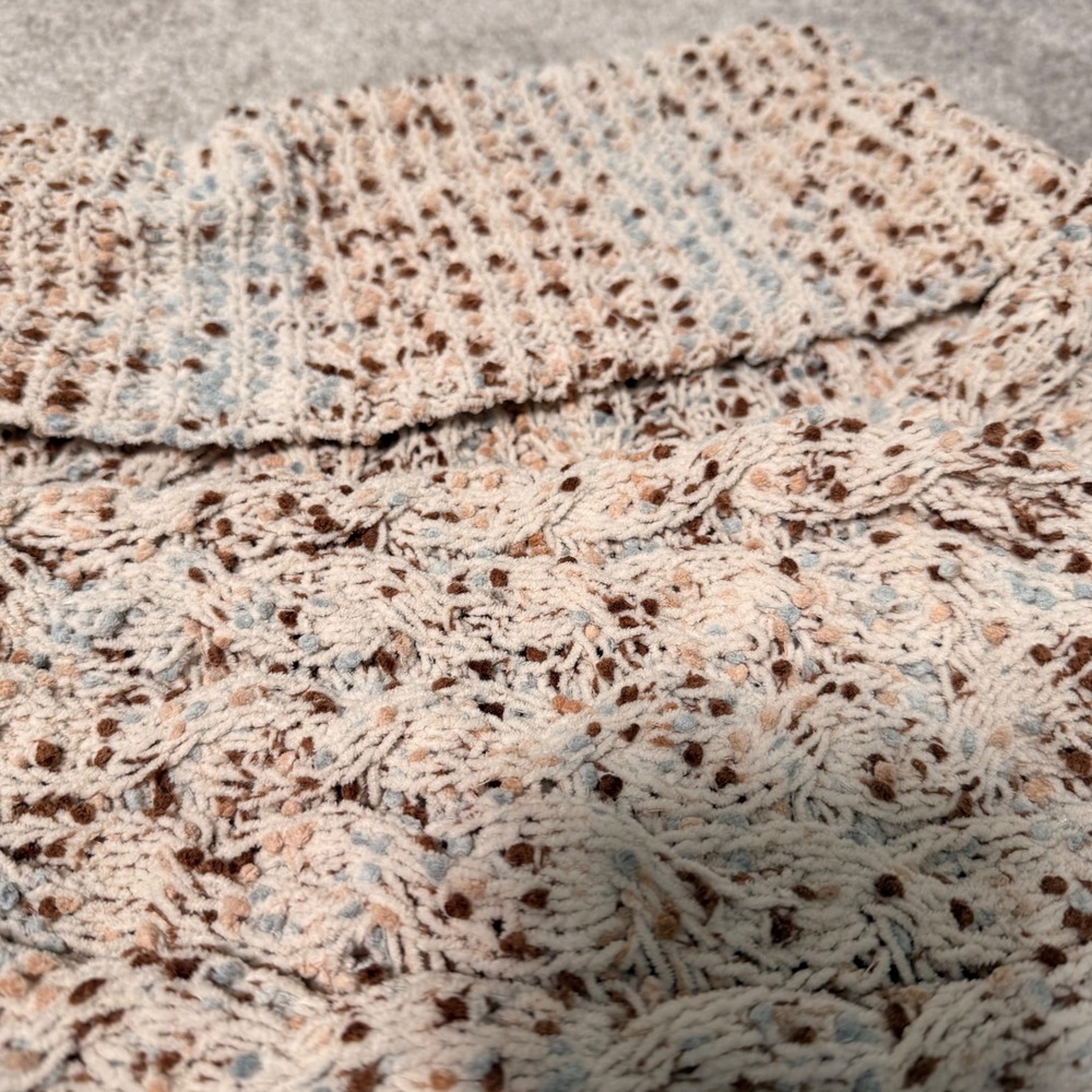 Moon & Madison Women Small Cowl Neck Cable Knit Confetti Sweater Balloon Sleeve